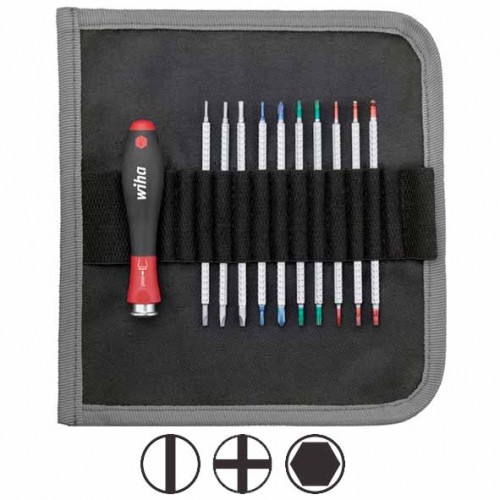 Wiha System 4 Reversible Blades Set Slotted Phillips Hex Ball